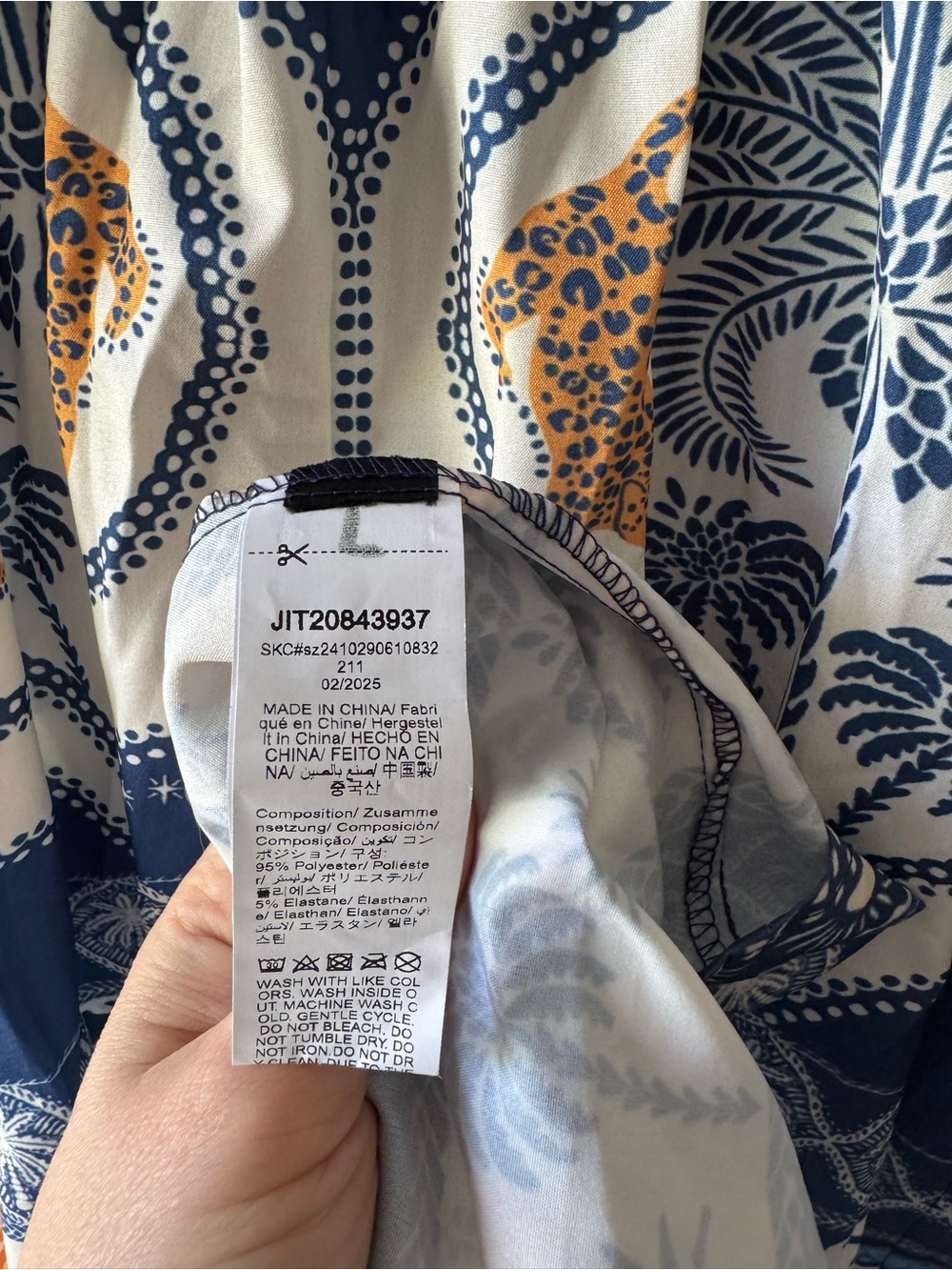 NWOT-Bohemian Maxi Dress with Blue & Orange Print/ Size-Large - Picture 7 of 7